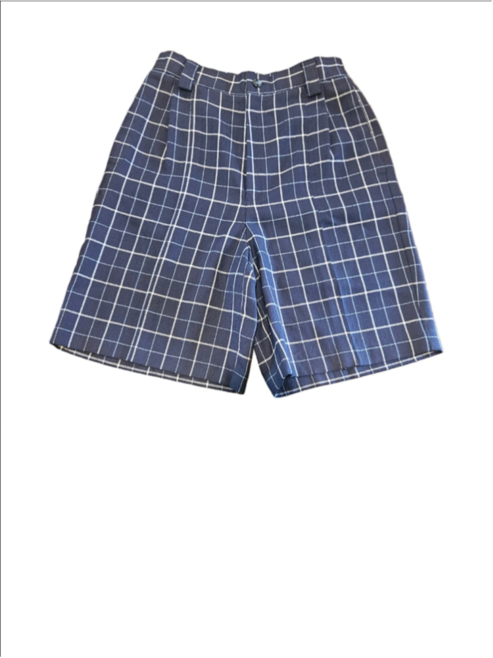 Women's Savion Vintage Windowpane Plaid Bermuda Shorts Navy White Size 4